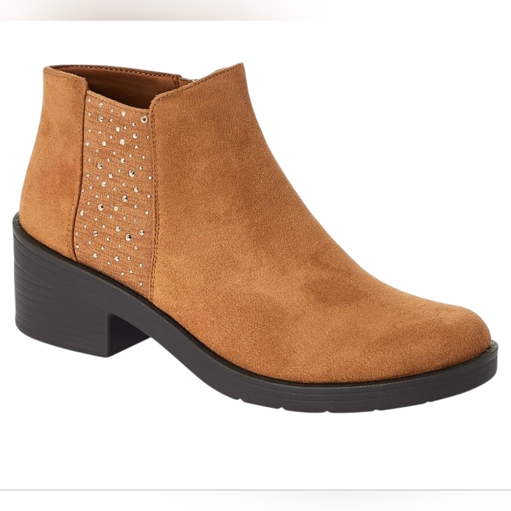 Bzees Outstanding Machine Washable Sparkle Bootie Tan Size 7.5 Wide NEW